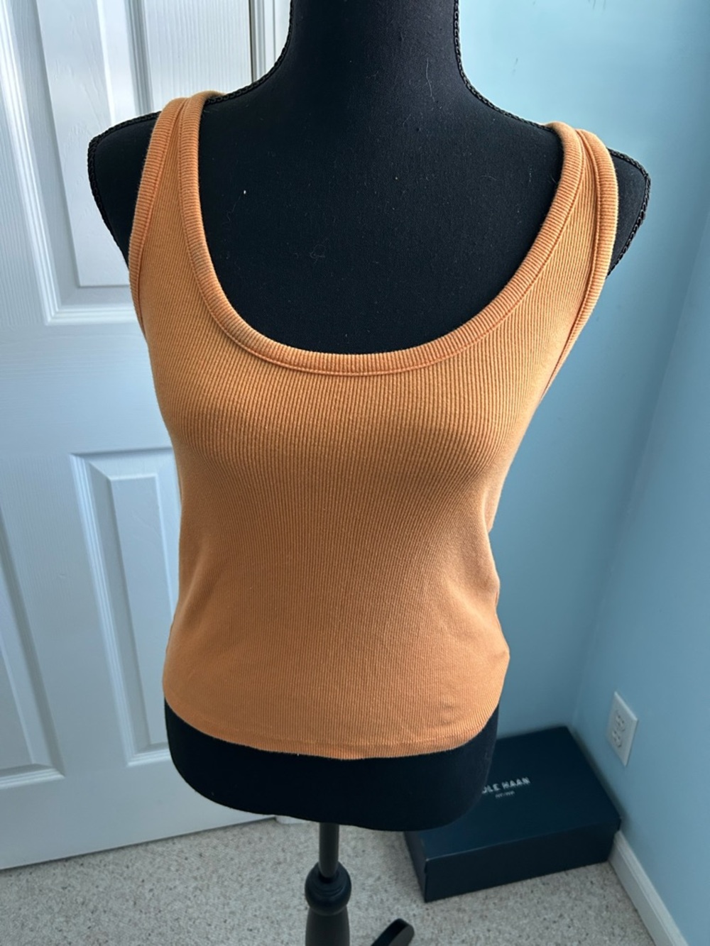 2 Tops:  Old Navy Amber Ribbed Scoop Tank Top and Divided white ribbed square